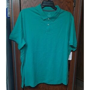 NWT George Men's Short Sleeve Pique Polo Jungle Teal Heather‎ Size 2XL Collared